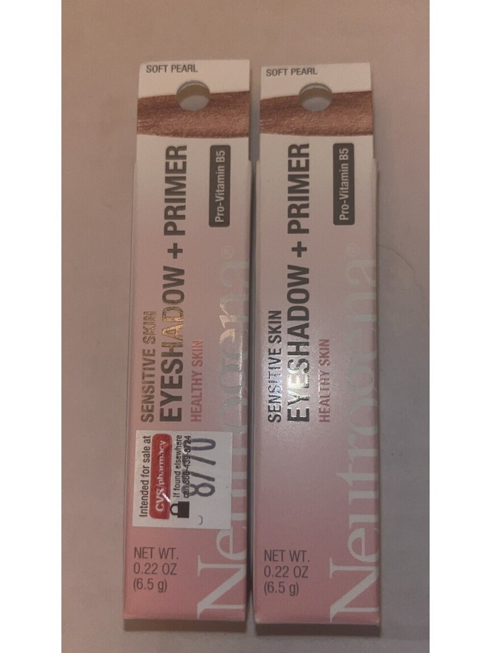 2PK Neutrogena Sensitive Skin Eyeshadow + Primer ~ 0.22 OZ EA SOFT PEARL New